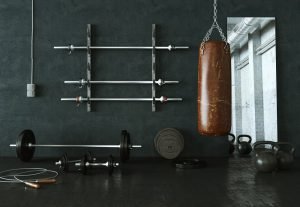 leder boxsack in fitness raum